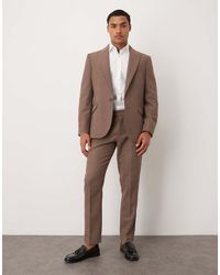 ASOS - Pantalones De Traje Marrones A Cuadros Príncipe De Gales De Corte Slim De Mezcla De Lana De - Lyst