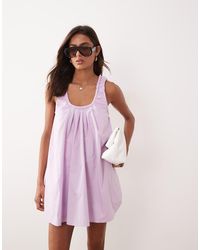ASOS - Poplin Scoop Ruched Neck Mini Sundress - Lyst