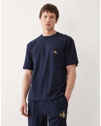 Calvin Klein - Icon Cotton Stretch Loungewear Monogram T-shirt Co-ord - Lyst