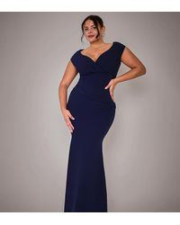 Goddiva - Plus Bardot Pleated Maxi Dress - Lyst