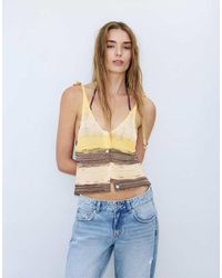 Pull&Bear - Opengewerkte Top Met Space-Dye - Lyst