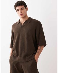 ASOS - Oversized Co-Ord Short Sleeve Knitted Boucle Notch Neck Polo - Lyst