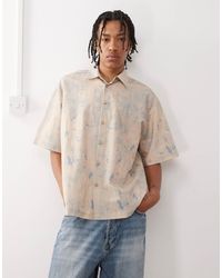 Reclaimed (vintage) - – hemd aus baumwollleinen mit print - Lyst
