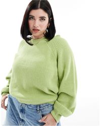 ASOS - Asos Design Curve Plaited Jumper With Balloon Sleeve - Lyst