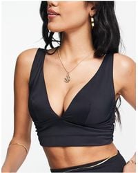 ASOS - Fuller Bust Mix And Match Deep Band Ruched Crop Bikini Top - Lyst