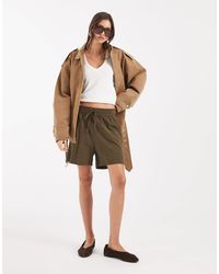 ONLY - Tie Front Textured Linen Look Bermuda Shorts - Lyst