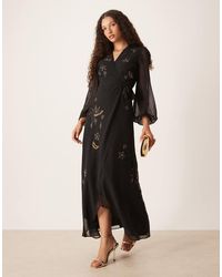 Hope & Ivy - Embellished Wrap Maxi Dress - Lyst
