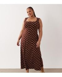 ASOS - Asos Design Curve Square Neck Seam Detail Midi Dress - Lyst