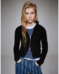 Pull&Bear - Cardigan A Coste Con Zip - Lyst