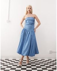 Amy Lynn - Alexa Tie Shoulder Puffball Midi Dress - Lyst