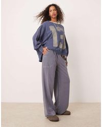 Free People - Pantaloni Da Casa A Fondo Ampio Grigio Slavato - Lyst