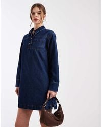 New Look - Denim Tunic Long Sleeve Midi Dress - Lyst