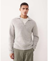 ASOS - Relaxed Knitted Wool Mix Notch Neck Polo Jumper - Lyst