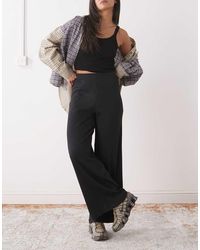 Noisy May - Ribbed Wide Leg Trouser - Lyst