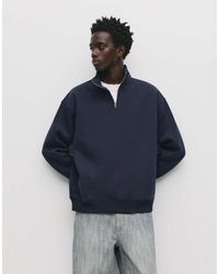 Pull&Bear - Basic Sweatshirt Met Kwartrits - Lyst