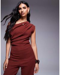 River Island - Textured Drape Top Co-ord - Lyst