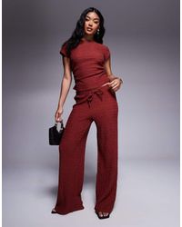 ASOS - Broek Met Wijde Pijpen, Elastische Taille En Textuur - Lyst