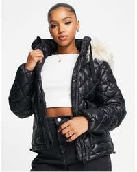 river island cream faux fur padded jacket