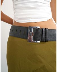 TOPSHOP - Embossed Real Leather Chunky Leather Belt - Lyst