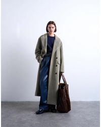 TOPSHOP - 3 Button Brushed Coat With Wool - Lyst