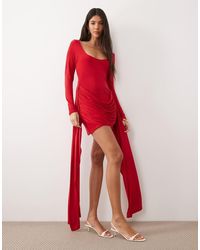 ASOS - Draped Waist Scoop Neck Mini Dress - Lyst