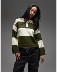 ASOS - – gestreiftes rugby-oberteil aus strick mit oversize-passform und kontrastierendem kragen aus popeline - Lyst
