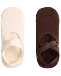 Oysho - 2 Pairs Of Padded Cotton Blend Yoga And Pilates Socks With Crossover Straps - Lyst
