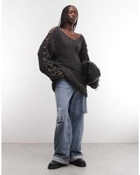 The Ragged Priest - Fluffy Oversized Knit Jumper With O Ring Detail - Lyst