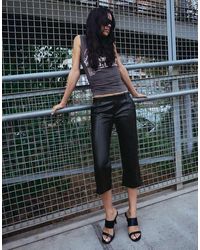 Bershka - Leather-effect Capris - Lyst