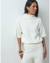 Mango - Comet Knit High Neck Drop Sleeve Top - Lyst