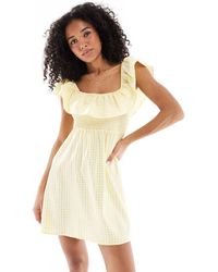 Vero Moda - Shirred Bodice Mini Dress With Frill Detail - Lyst