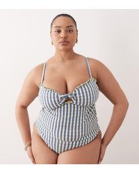 ASOS - Asos Design Curve Cheri Check Tankini Bikini Top - Lyst