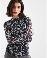ONLY - Sheer High Neck Top - Lyst