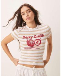 ASOS - Stripe Baby Tee With Graphic - Lyst