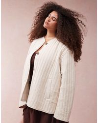 ASOS - Asos design curve – kragenlose steppjacke aus leinen - Lyst