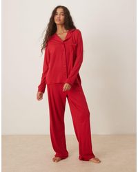 ASOS - Super Soft Long Sleeve Shirt & Trouser Pyjama Set - Lyst