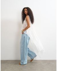 TOPSHOP - Sheer Organza Drape Tunic Top - Lyst