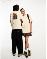 The North Face - Nse - t-shirt unisex oversize pesante color pietra con stampa sul retro - Lyst