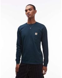 Carhartt - Camiseta Oscuro De Manga Larga Con Bolsillo De - Lyst