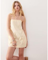 Monki - Cotton Poplin Mini Dress With Tie Straps - Lyst