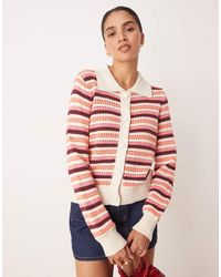 Y.A.S - Cárdigan A Ra Rosas Y Marrones De Estilo Retro De Punto De - Lyst