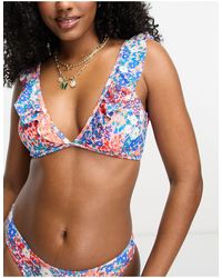 Vila - Frill Detail Bikini Top - Lyst