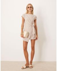 ASOS - Cap Sleeve Tie Wrap Front Mini Dress - Lyst