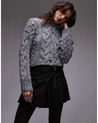 TOPSHOP - Grofgebreid Vest Met Kabels - Lyst