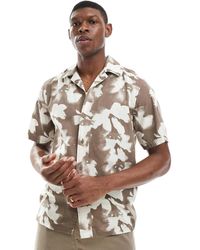 Only & Sons - Camisa Marrón Con Estampado Floral Difuminado Y Cuello De Solapas De -Azul Marino - Lyst