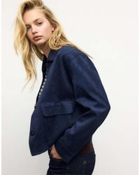 Stradivarius - Faux Suede Jacket With Pockets - Lyst