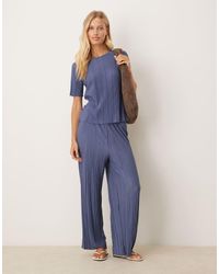 Vila - Wide Leg Plisse Trouser Co-ord - Lyst