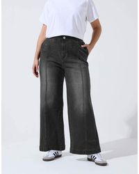 Yours Clothing - Seam Detail Wide Leg Jeans - Lyst
