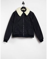 Threadbare Serina Coat With Borg Collar - Black