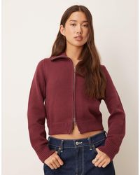 Abercrombie & Fitch - Cardigan zippé - bordeaux - Lyst